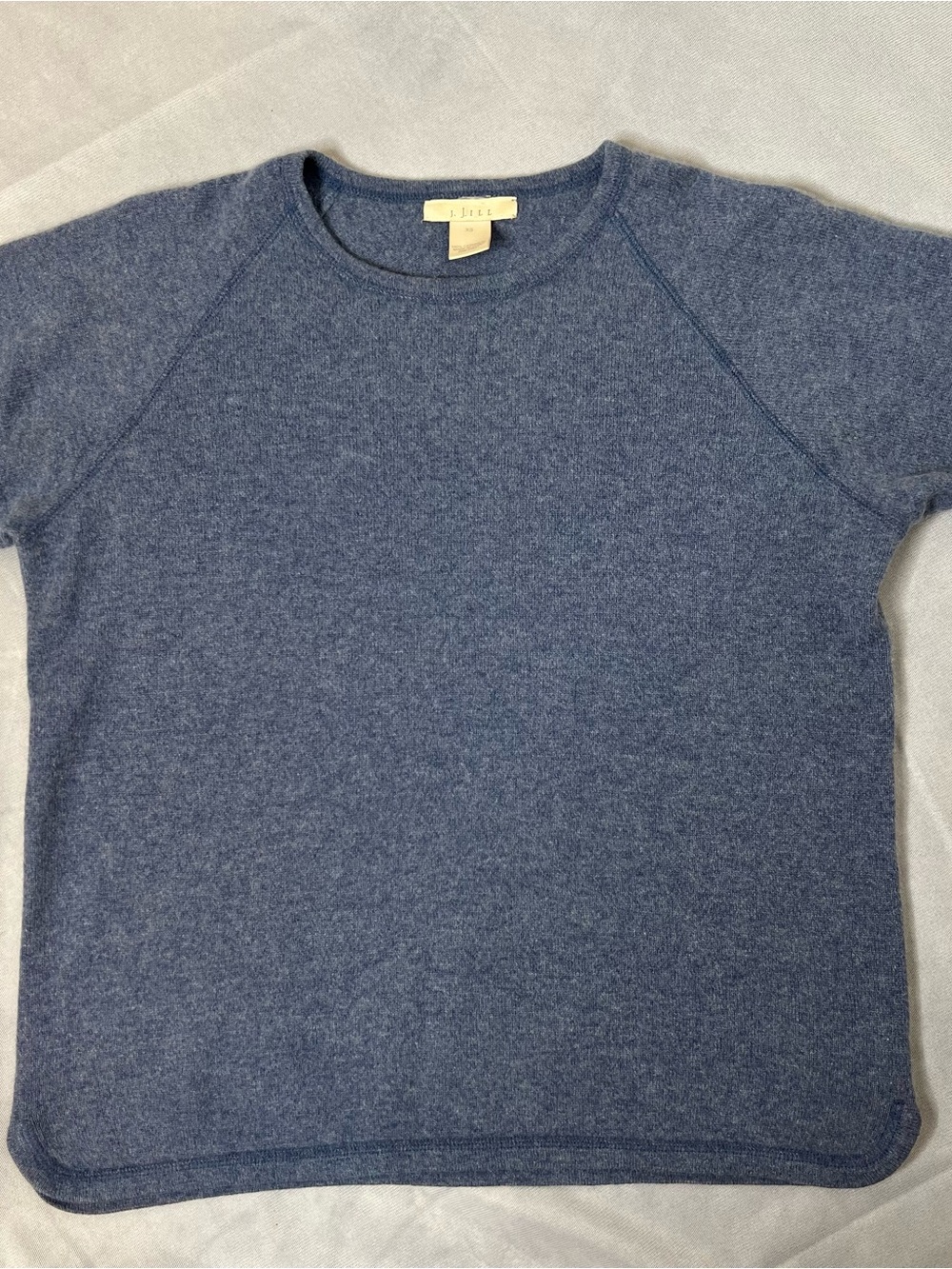 J. Jill Cashmere Blouse Blue Short-Sleeve Top quiet Luxury Minimalist Capsule XS